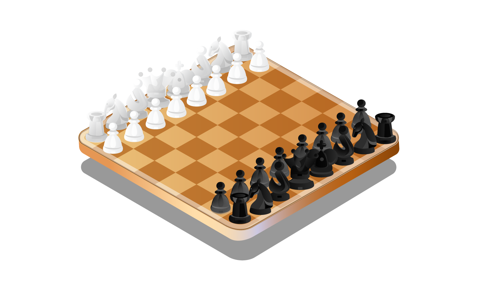 Chess board with pieces arranged in starting position
