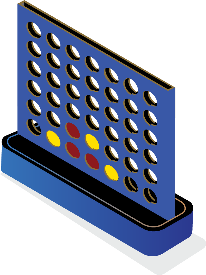 Four in a Row (Connect Four) game board with colored discs