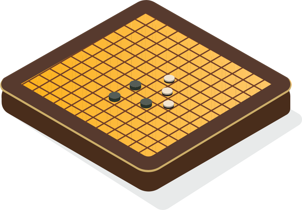 Gomoku game board with black and white stones